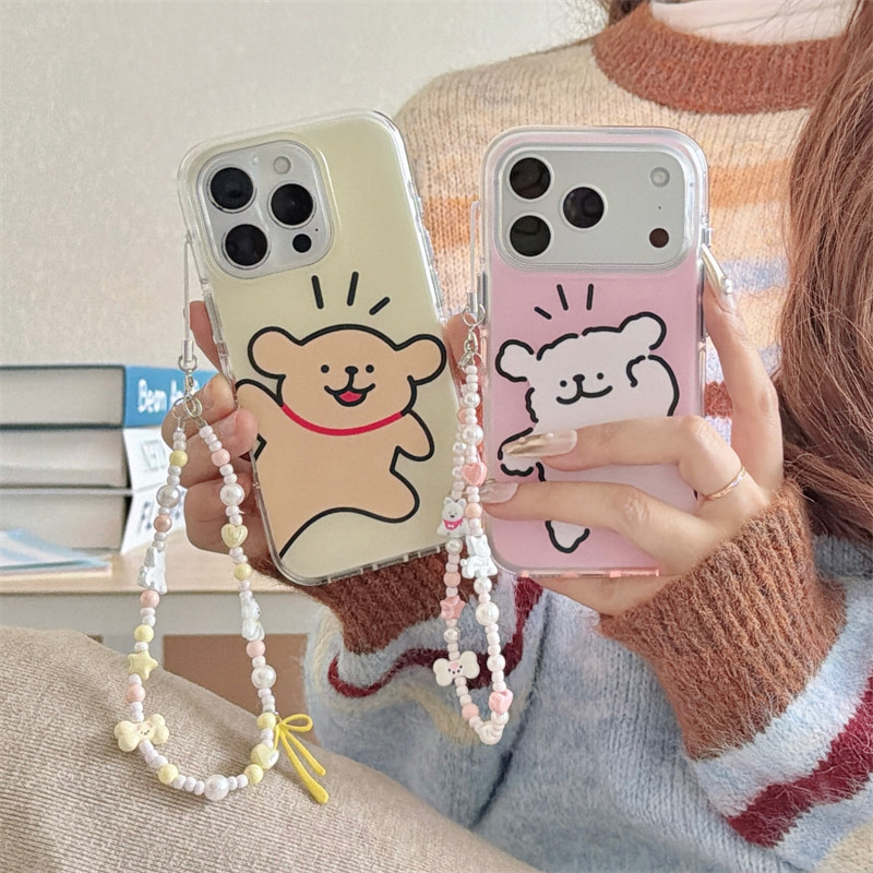 สําหรับiPhone 17 15 13 14 16 pro MaxกรณีInsคู่สไตล์น่ารักการ์ตูนPacifier Lineลูกสุนัขสร้อยข้อมือ17Pr