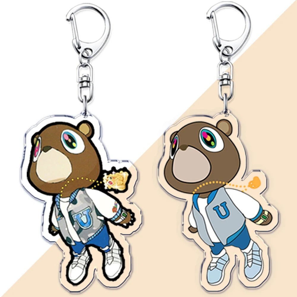 Kanye West Graduation Dropout Bear Ye Rapper US-UK พวงกุญแจอะคริลิคอุปกรณ์ตกแต่งเป้แขวนกระเป๋าถือ