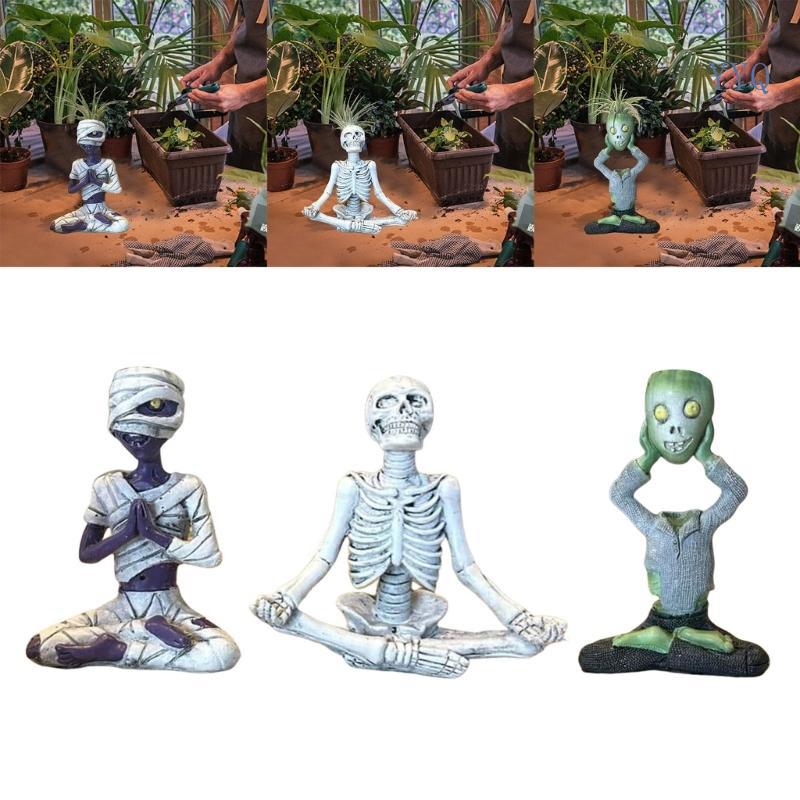 YYQ Spine Chilling Halloween Mummy Skull Figure คุณภาพเรซิ่นช่างฝีมือ