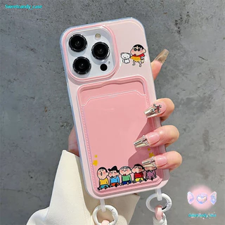 ของมาใหม่ เคสสำหรับไอโฟน11 คู่ชินจาน Nene เคสช่องใส่การ์ดสายข้อมือ For iPhone17 16 11 12 13PROMAX 14 15PLUS 7/8 SE2 XSXR
