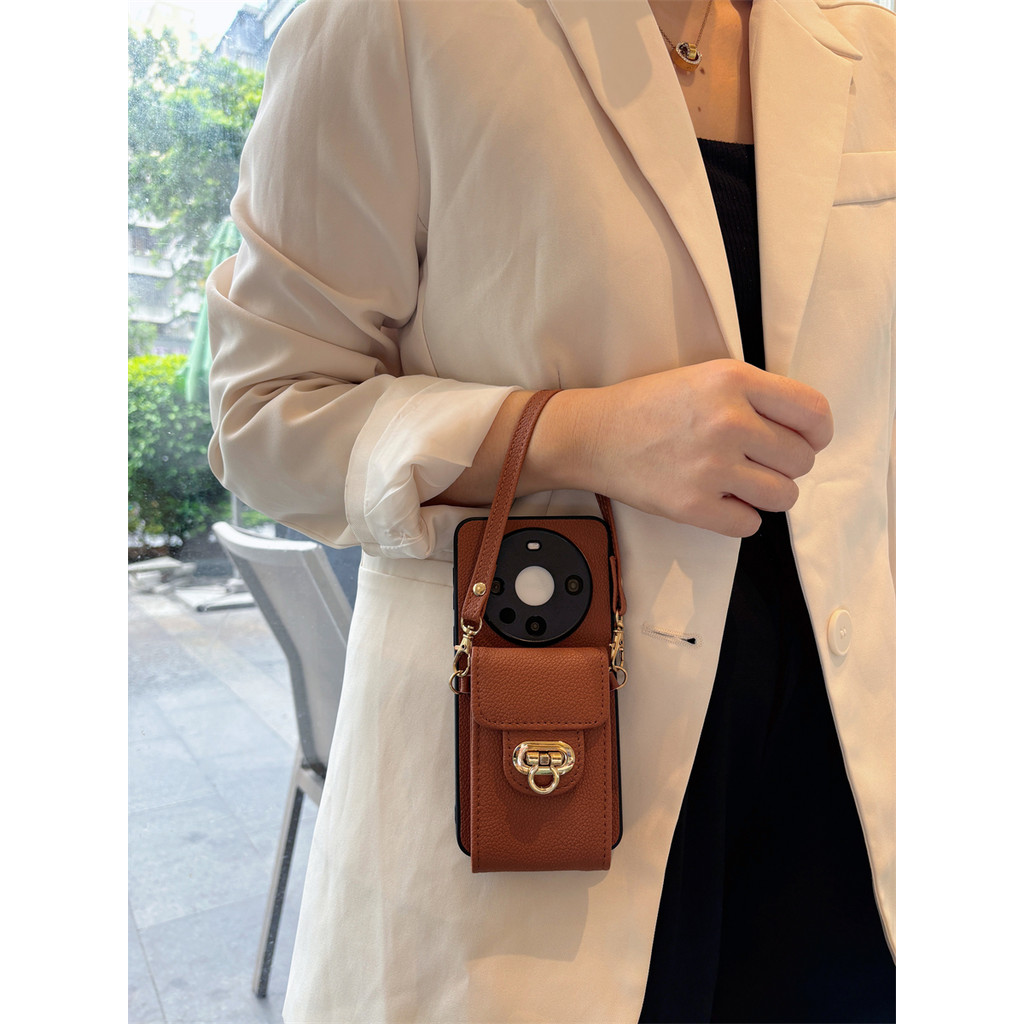 magsafe wallet กระเป๋าเงิน magnetic wallet Huawei mate70pro ผู้ถือบัตรปุ่ม p80 Crossbody 13 เคสโทรศั