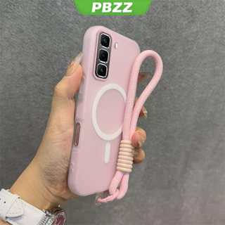 PBZZ Jelly สี 2 in 1 เคสสําหรับ infinix hot 50 60 pro plus hot 50 60 60i 4g เคสโทรศัพท์กันกระแทก ดีไซน์ใหม่ความงามพร้อมเชือกเส้นเล็ก Wireless Magnetic สีดํา GDBSWX02