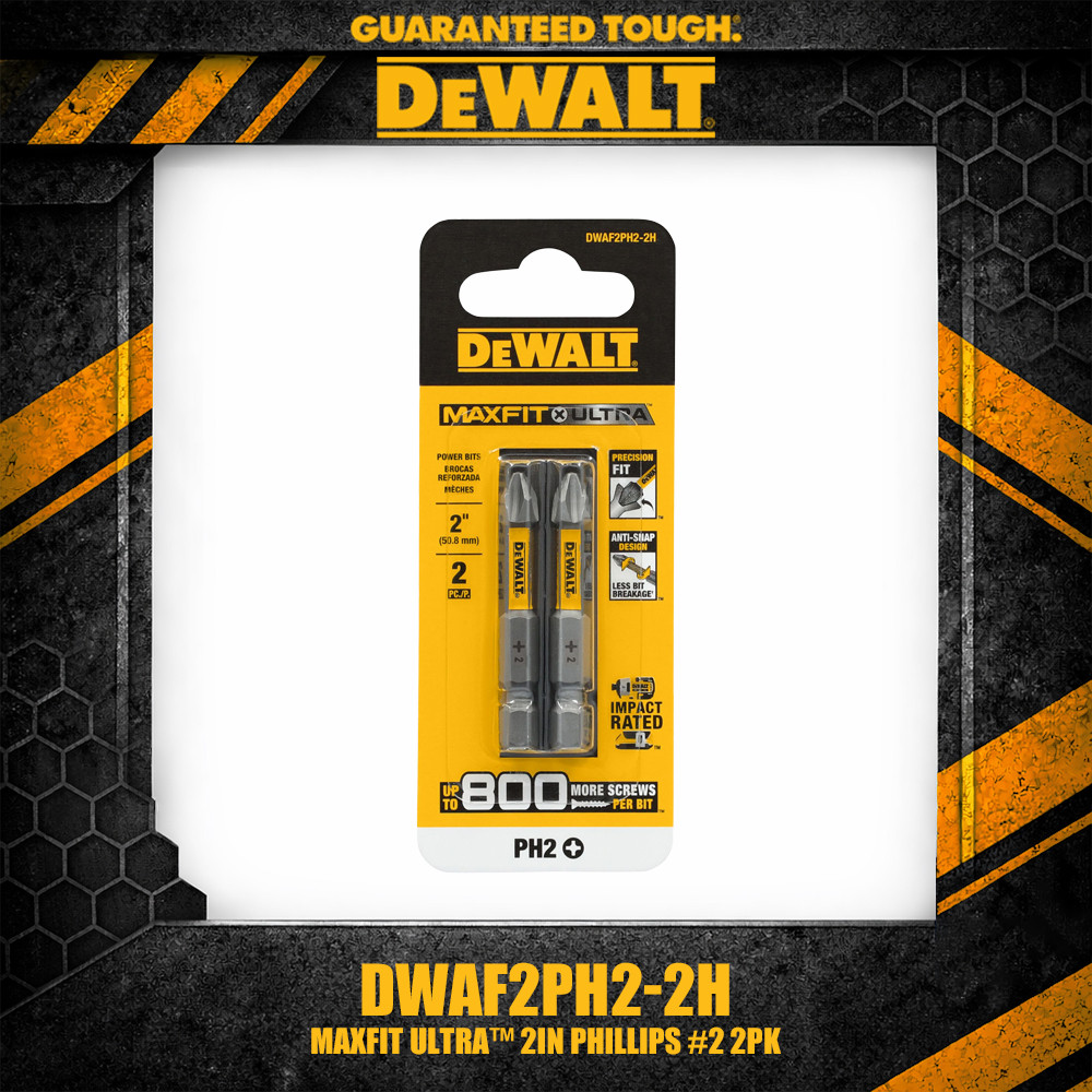 DEWALT DWAF2PH2-2H MAXFIT ULTRA™ ดอกฟิลลิส 2IN #2 อุปกรณ์เสริมเครื่องมือ 2PK
