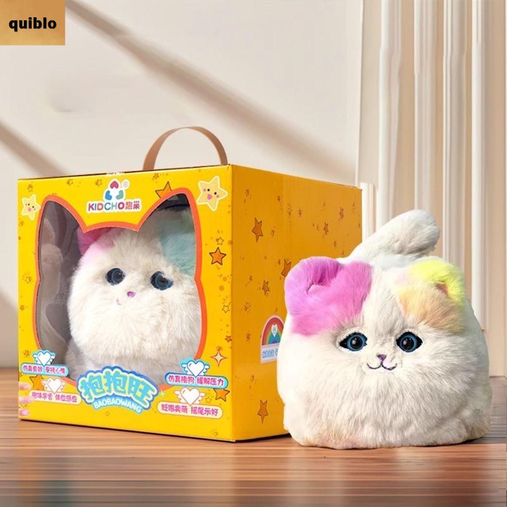 QUIBLO Interactive Huggy Cat,ตุ๊กตาไฟฟ้าที่สมจริงตุ๊กตาไฟฟ้า,ตุ๊กตาสัตว์จําลองออกแบบฟังก์ชั่นแบบโต้ต