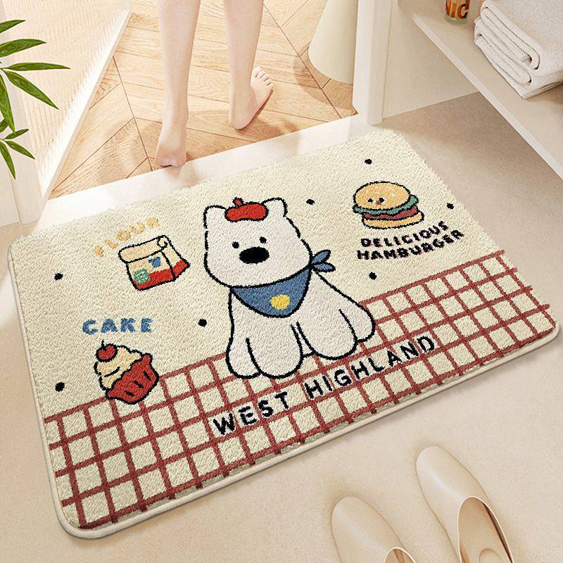 Cute Bathroom Mats Plush Floor Mat Carpet Bathroom Door Absorbent Floor Mat Bathroom Bathroom Non-Sl