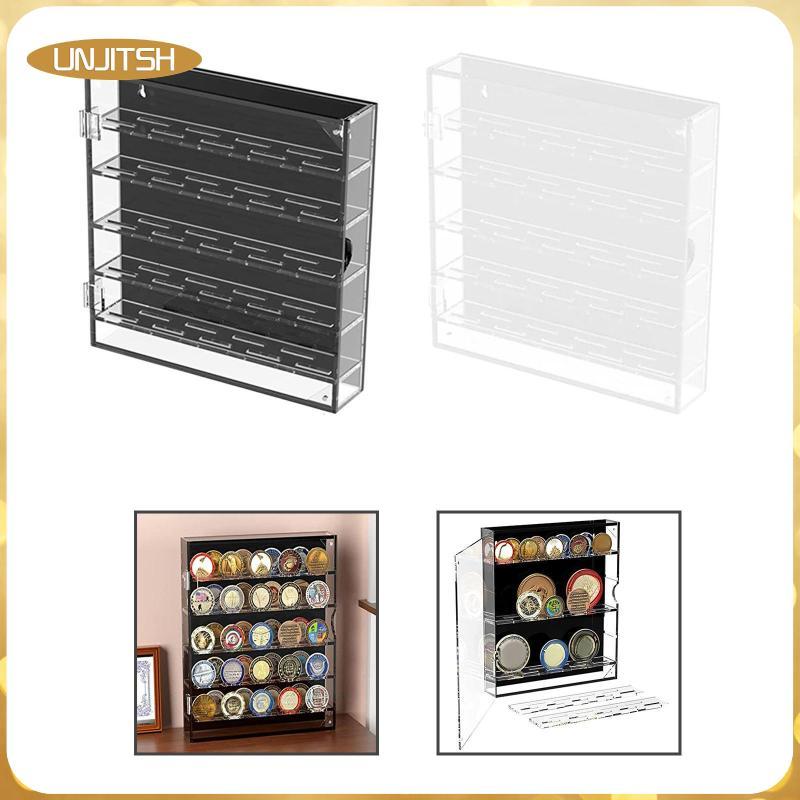 [unjitsh] Challenge Coin Wall Display Case Organizer Cabinet Rack Clear Coin Case สําหรับเข็มกลัดของ