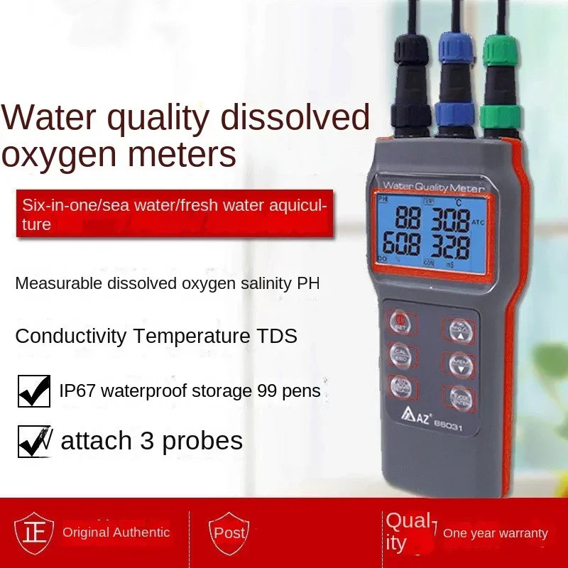 AZ86031 เครื่องวัดคุณภาพน้ําเครื่องทดสอบออกซิเจนละลายน้ําแบบพกพา TDS PH Meter DO Meter การนําไฟฟ้าเค