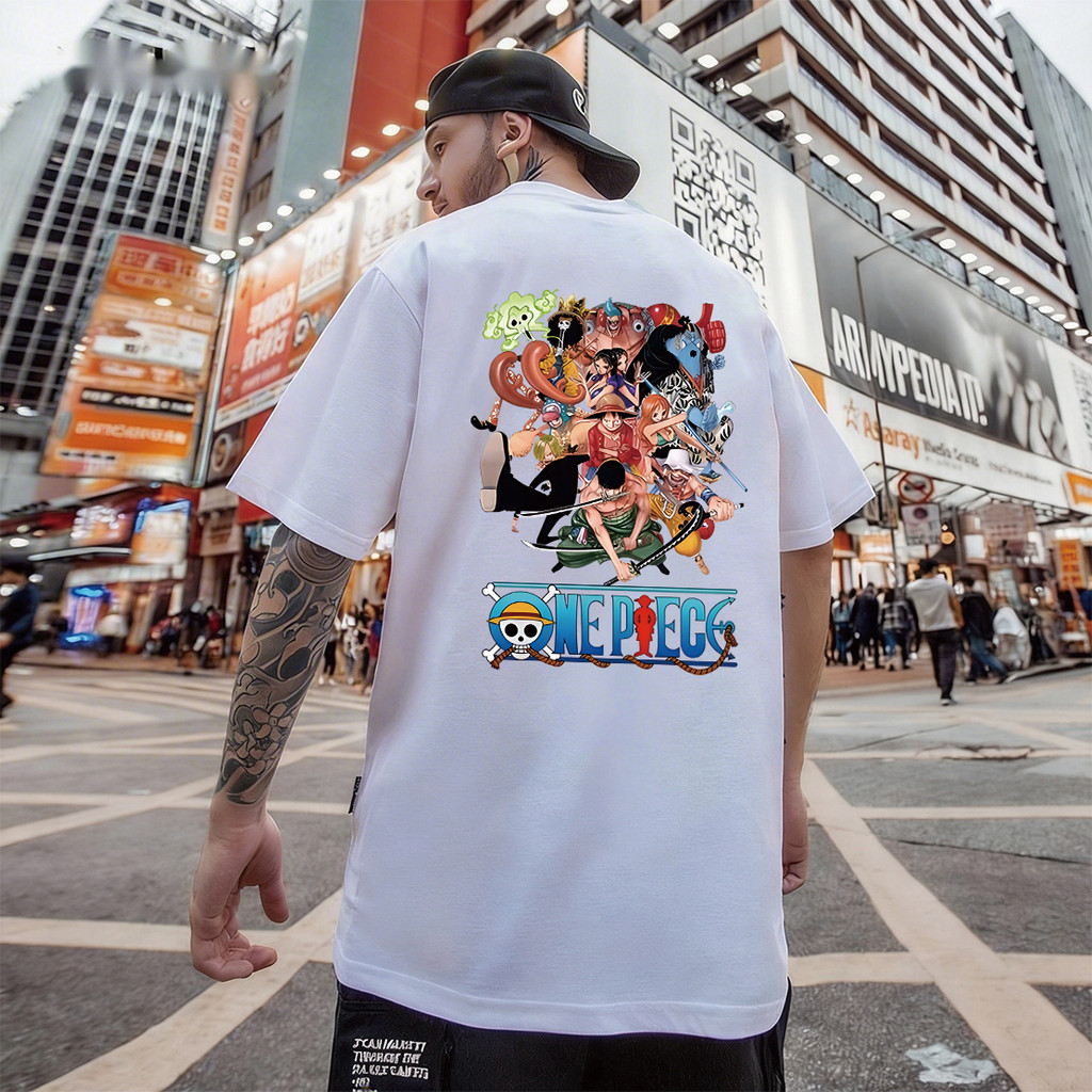One Piece Anime Print Manga Lover เสื้อยืดลําลองอินเทรนด์ A 3