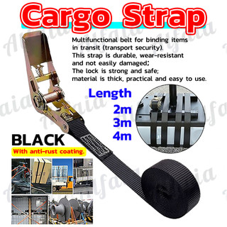 AF Cargo Strap 2/3/4m Heavy Duty Lashing Ratchet Adjustable Car Tie Tow Rope Luggage Binding Rope