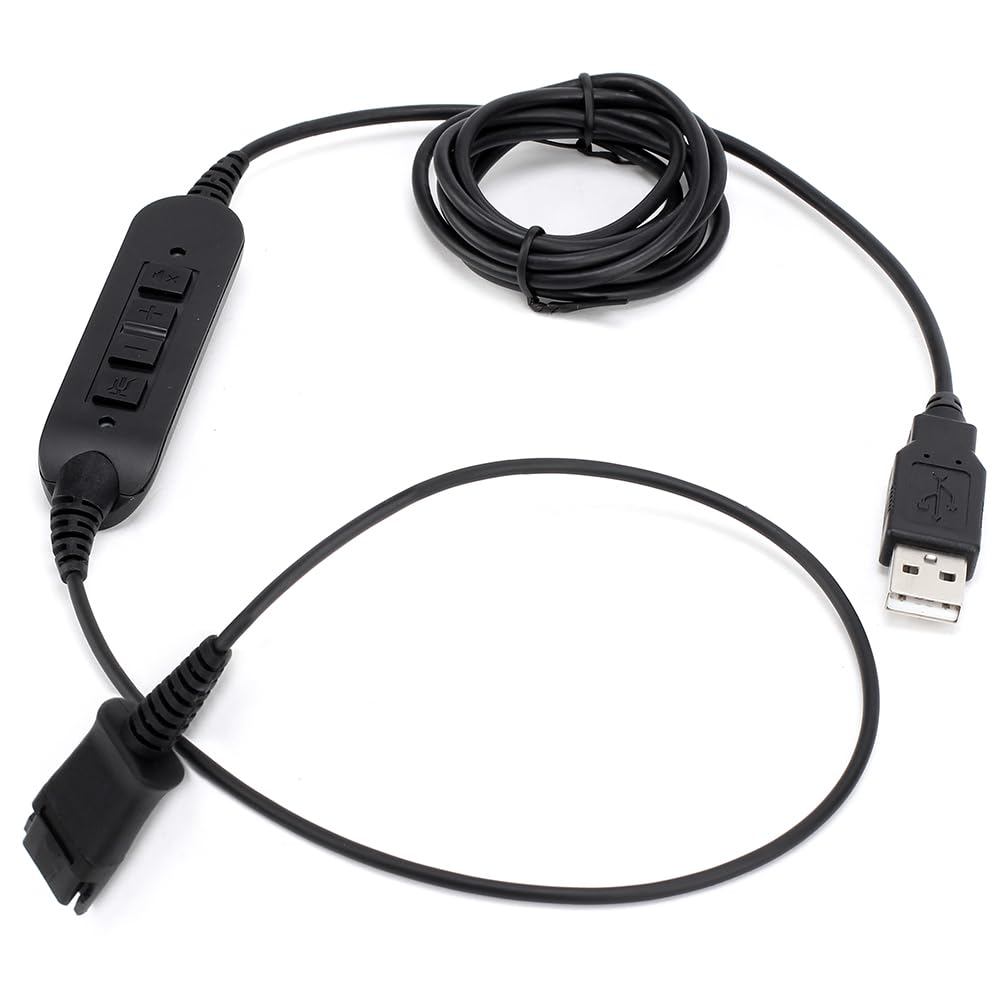 VT QD to USB Adapter Cable เข้ากันได้กับชุดหูฟัง QD Plantronic-Poly ตัดการเชื่อมต่ออย่างรวดเร็วด้วยก