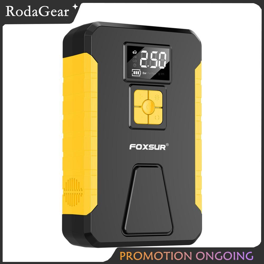 RodaGear รถชุดสตาร์ทฉุกเฉินแบตเตอรี่อเนกประสงค์แบบพกพาพร้อมเครื่องอัดอากาศสำหรับรถยนต์ 12V