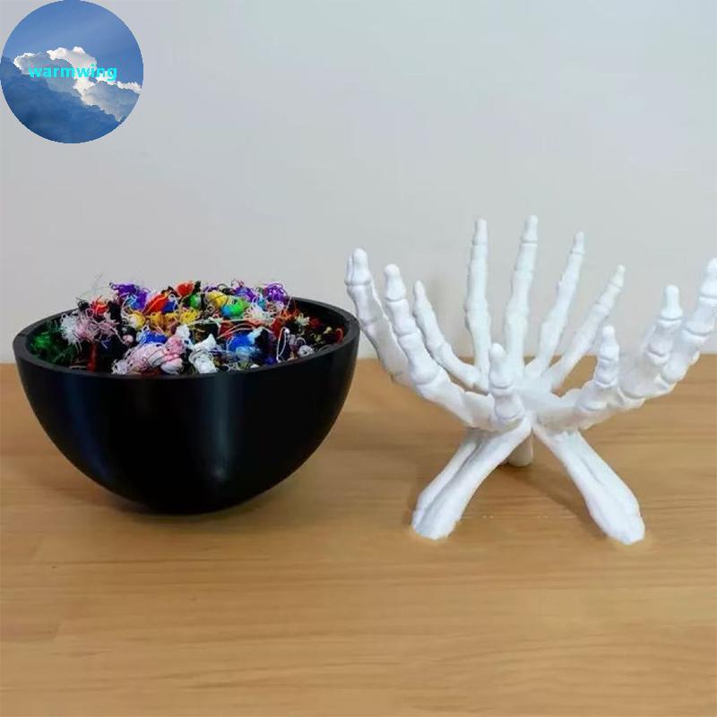 Warmwing Halloween Candy Bowl Gothic Skeleton Hands Candy Storage Holder Multifunctional Halloween O