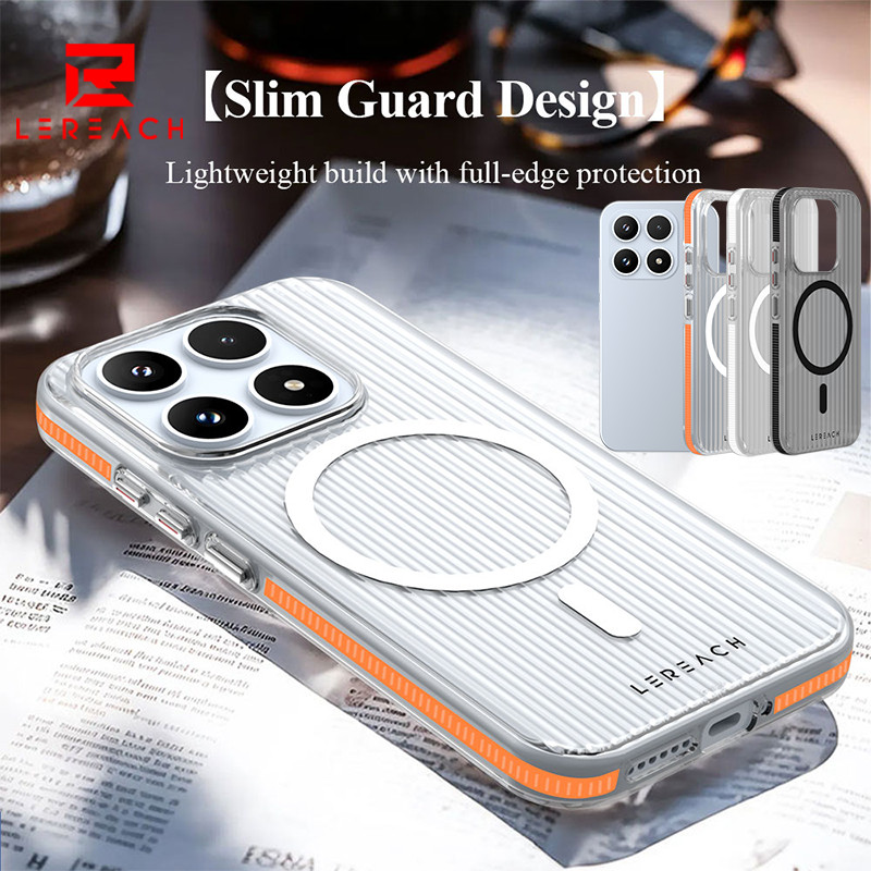 Lereach เคสแม่เหล็กสําหรับ Xiaomi 17 Mi 17 Ultra Pro Max Clear Case 360° กันกระแทกและกริปหยัก