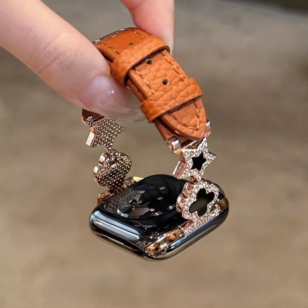 สาย Star Clover Diamond Leather Apple Watch สําหรับ AppleWatch10iwatch11S9