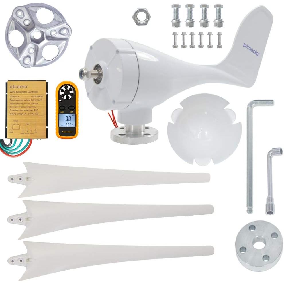 Pikasola 400W เครื่องกําเนิดกังหันลม AC 12Volt Economy 3 ใบมีด Windmill สําหรับลมระบบ Solar Hybrid 2