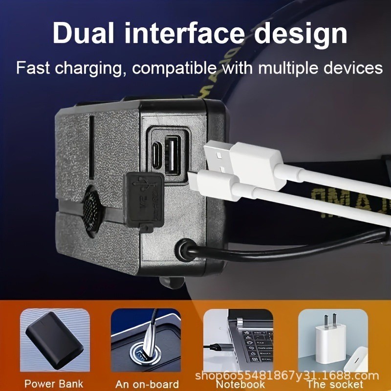 Cross-Border Induction Control ไฟหน้ากําลังสูงการล่าสัตว์กลางคืนยาวนาน xhp360 สมาร์ทอายุการใช้งานแบต