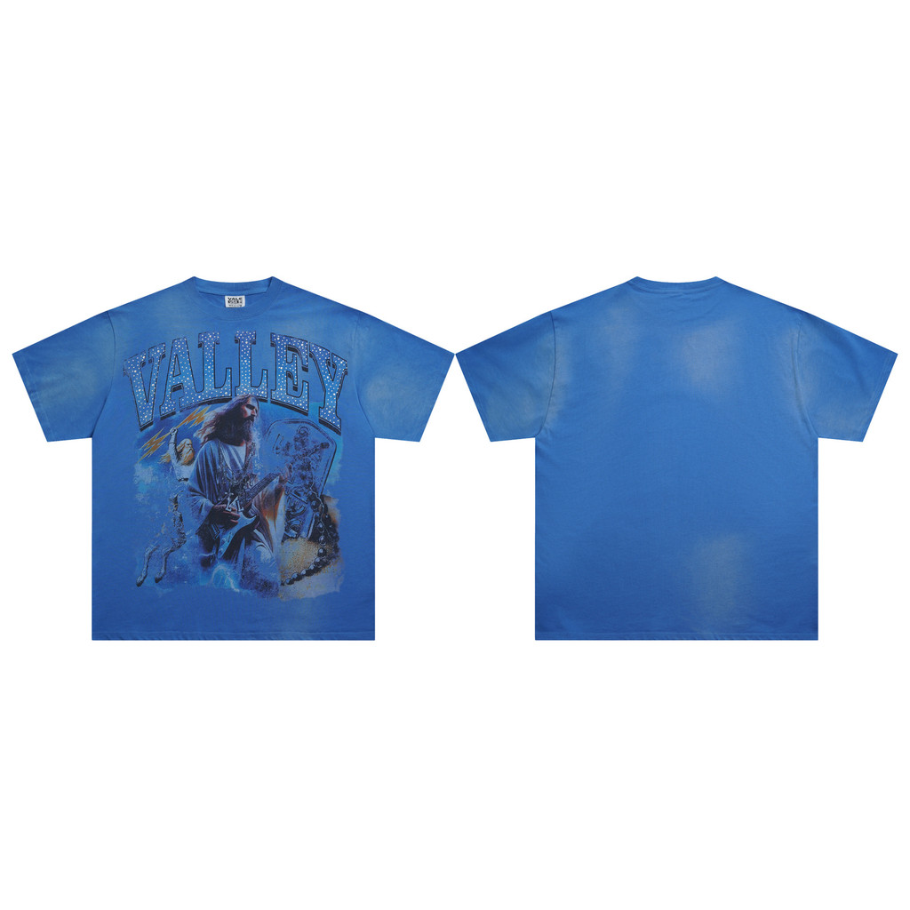 EXJL American Style Vale Forever TEE Direct spray washed short-sleeve shirt T Loose-fitting shirts f