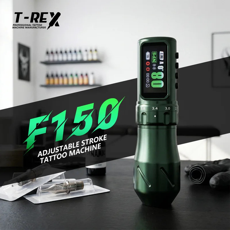 T-Rex ใหม่ Cool Wireless Tattoo Machine ปรับจังหวะ 2.3-4.5 มม.Coreless มอเตอร์สําหรับแต่งหน้าถาวร Tattoo