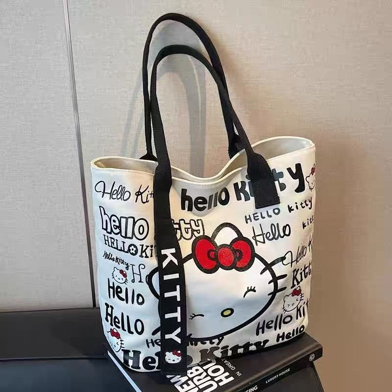 กระเป๋าสะพายไหล่.Canvas ลายการ์ตูน สไตล์สาว modern พร้อม 공간เก็บของมาก – โปรปัง
