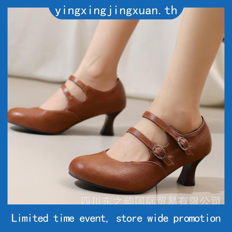 CCS - รองเท้าแมรี่เจน รุ่น Bonbon Step วัสดุหนังแก้ว ตัวสายประดับเพชรสุด Cute (T29) Cotton Candy Ste