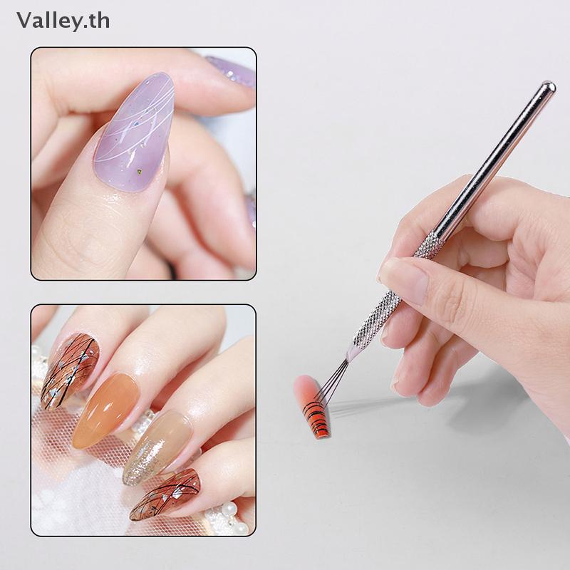[Valley] 7 Pin Stripe Nail Art Liner Brush 3D Tips Nails Ultra-thin Line Drawing Pen UV Gel Brushed 