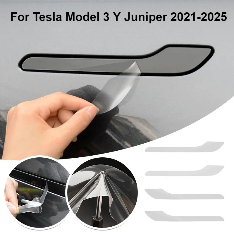 สําหรับ Tesla รุ่น 3 Y Juniper 2021-2025 มือจับประตู Scratch Protector-Inverted มือจับประตูสีป้องกันฟิล์ม TPU รถเสื้อผ้า