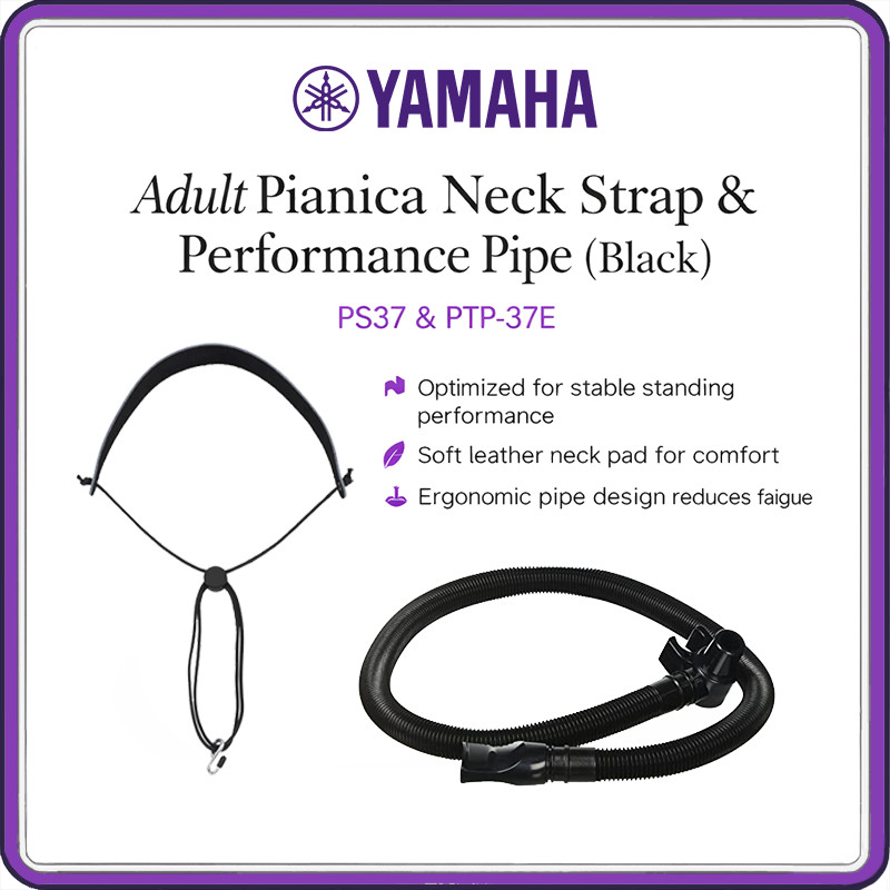 Yamaha Pianica Accessory Set — PTP-37E Long Hose Mouthpiece, PTP-37ES Short Pipe & PS37 Adjustable Neck Strap | Fits Yamaha P-37E2 37-Key Melodica, Lightweight Black
