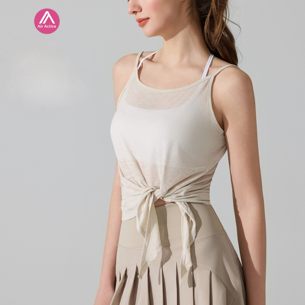 AirActive เสื้อยืนค์แขนกุดสตรี สำหรับโยคะและวิ่งออกกำลังกาย ออกแบบเพื่อดูดซับเหงื่อและระบายอากาศได้ดี