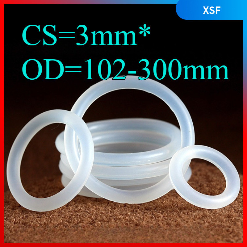 O-ring ปะเก็น CS3 มม.* OD102-300 มม.O-แหวนซิลิโคนสีขาวซีลเกรดอาหารซีลกันน้ําแหวนยางปะเก็นยืดหยุ่นXSF