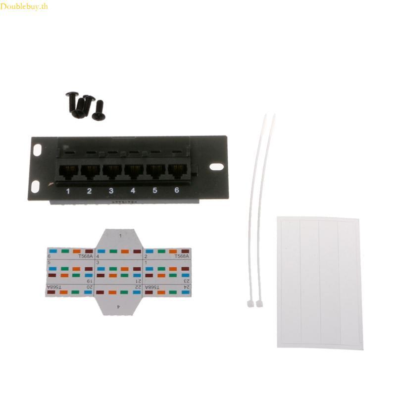 Doublebuy 6-Port CAT5e Shielded Patch Panel RJ45 10G Ready Metal Housing Color-Coded Labeling สําหรั