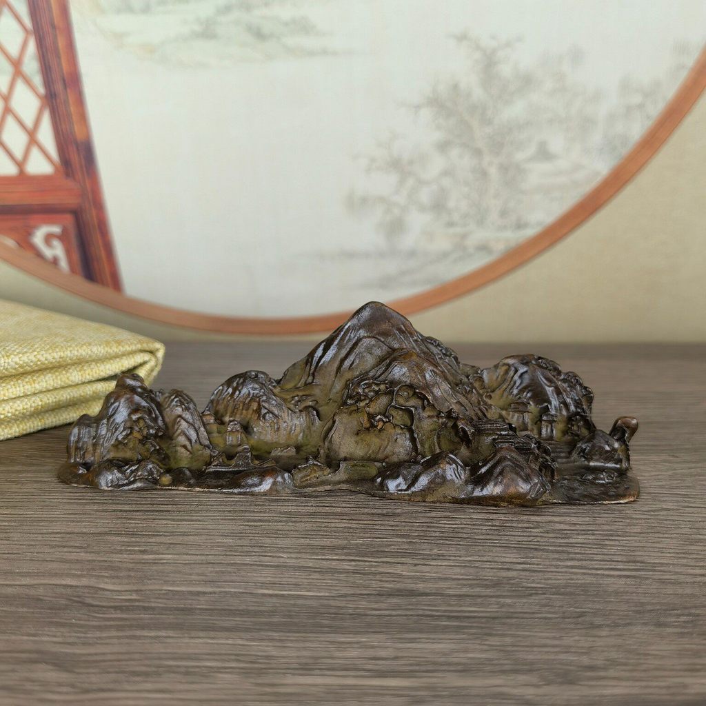 Retro Yitong Jiangshan Paperweight Rockery ผู้ถือปากกาเครื่องประดับภูเขาโบราณ Home Study สํานักงานเดสก์ท็อปเครื่องประดับ