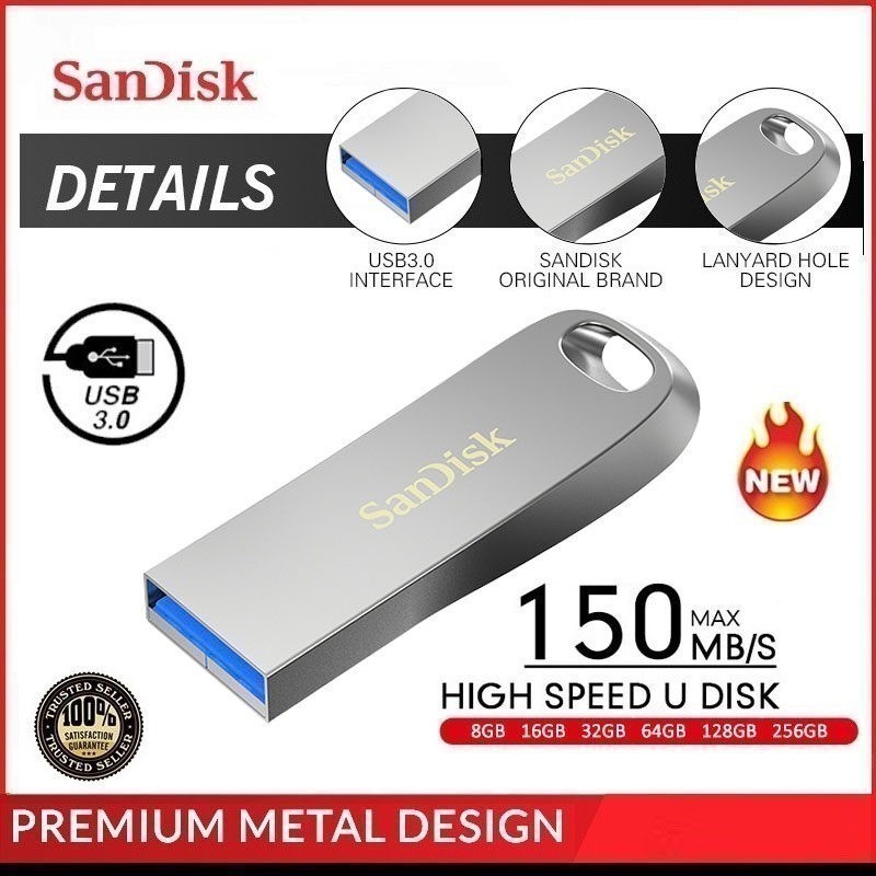 แฟลชไดร์ฟ SANDISK 8GB 16GB 32GB 64GB 128GB 256GB Flash Drive ULTRA LUXE USB 3.0 (SDCZ74-G46) Flashdr