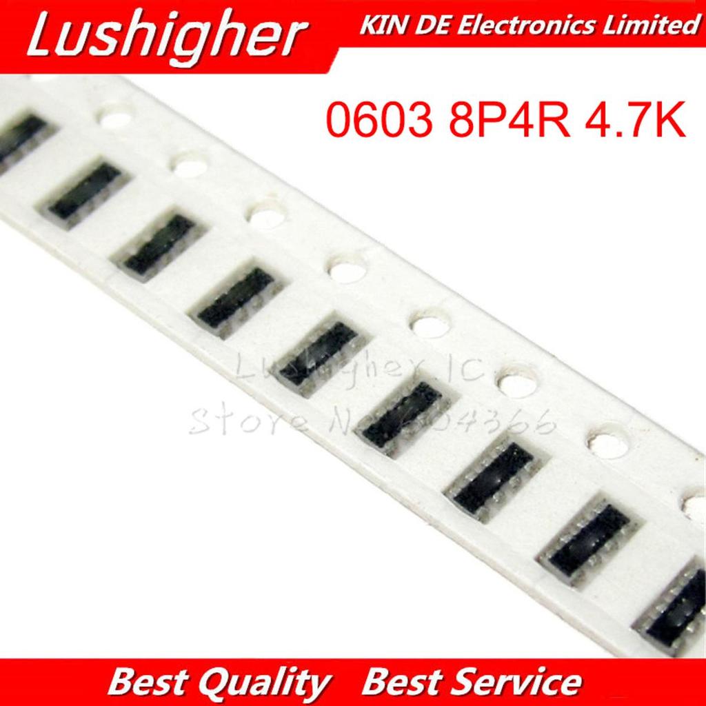 200 ชิ้น 0603 SMD Exclusion 0603 8P4R 2*4P 4.7K 4K7 Ohm Network Resistor Array
