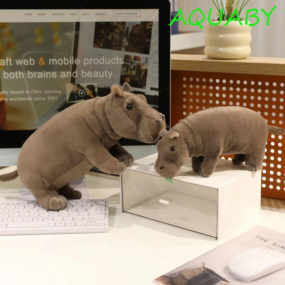 AQUABY Hippo Plush Toy,Realistice ตุ๊กตาตุ๊กตา Hippo ตุ๊กตา, สัตว์น่ารักจําลอง 20 ซม.การ์ตูน Hippopo