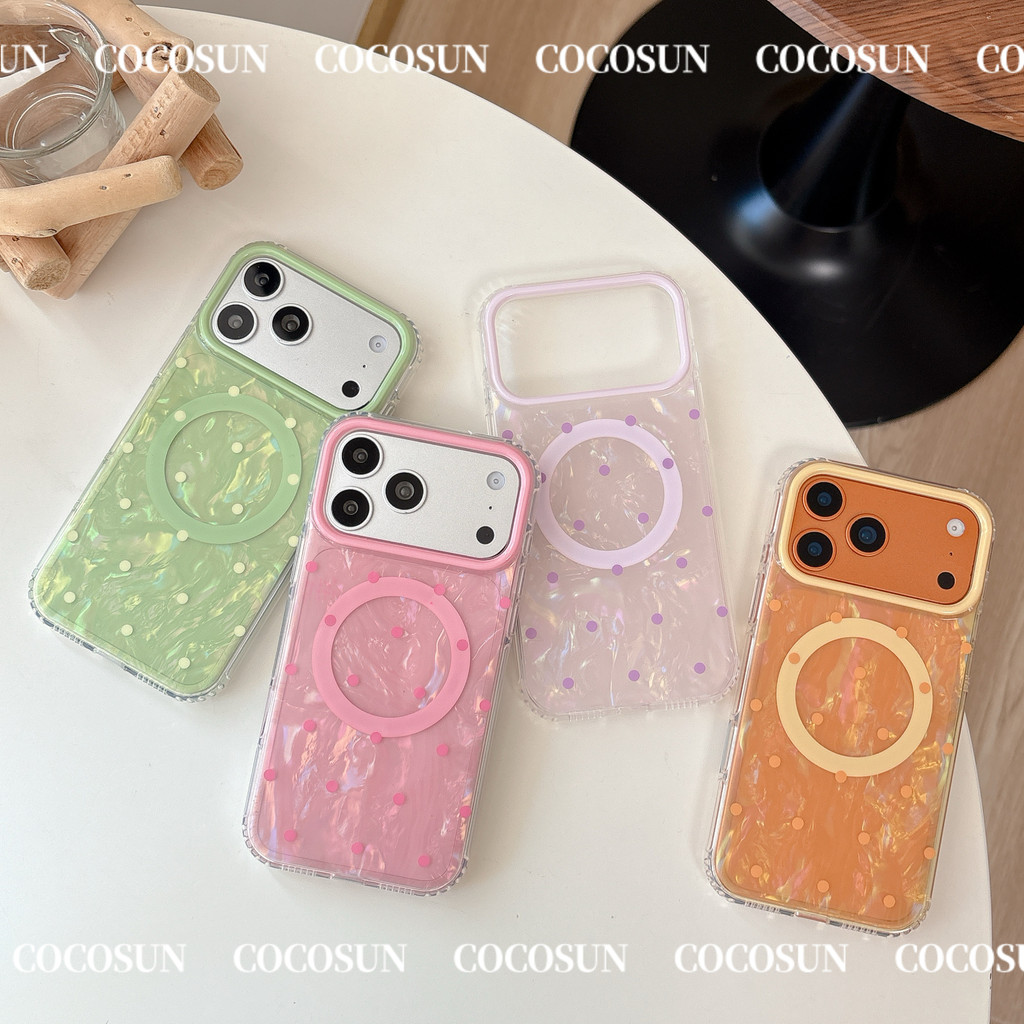 Polka Dot Shell Pattern Magnetic Protective Case Shock-resistant Anti-yellowing iPhone Phone Case 17 Pro max 16 15 14