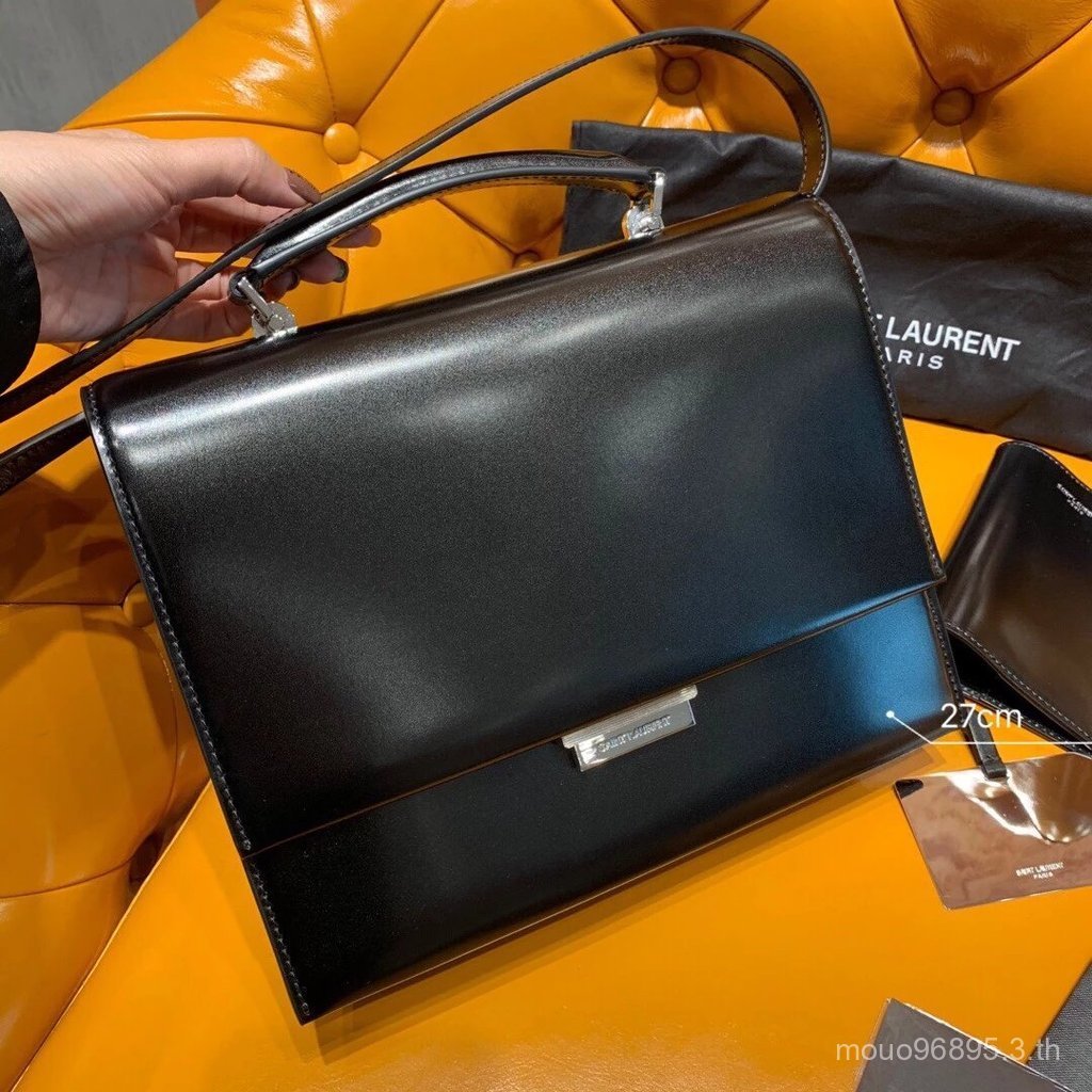 YSL กระเป๋าสะพายข้างสีดำ ทำจากหนังวัวแท้ เหมาะสำหรับผู้หญิง