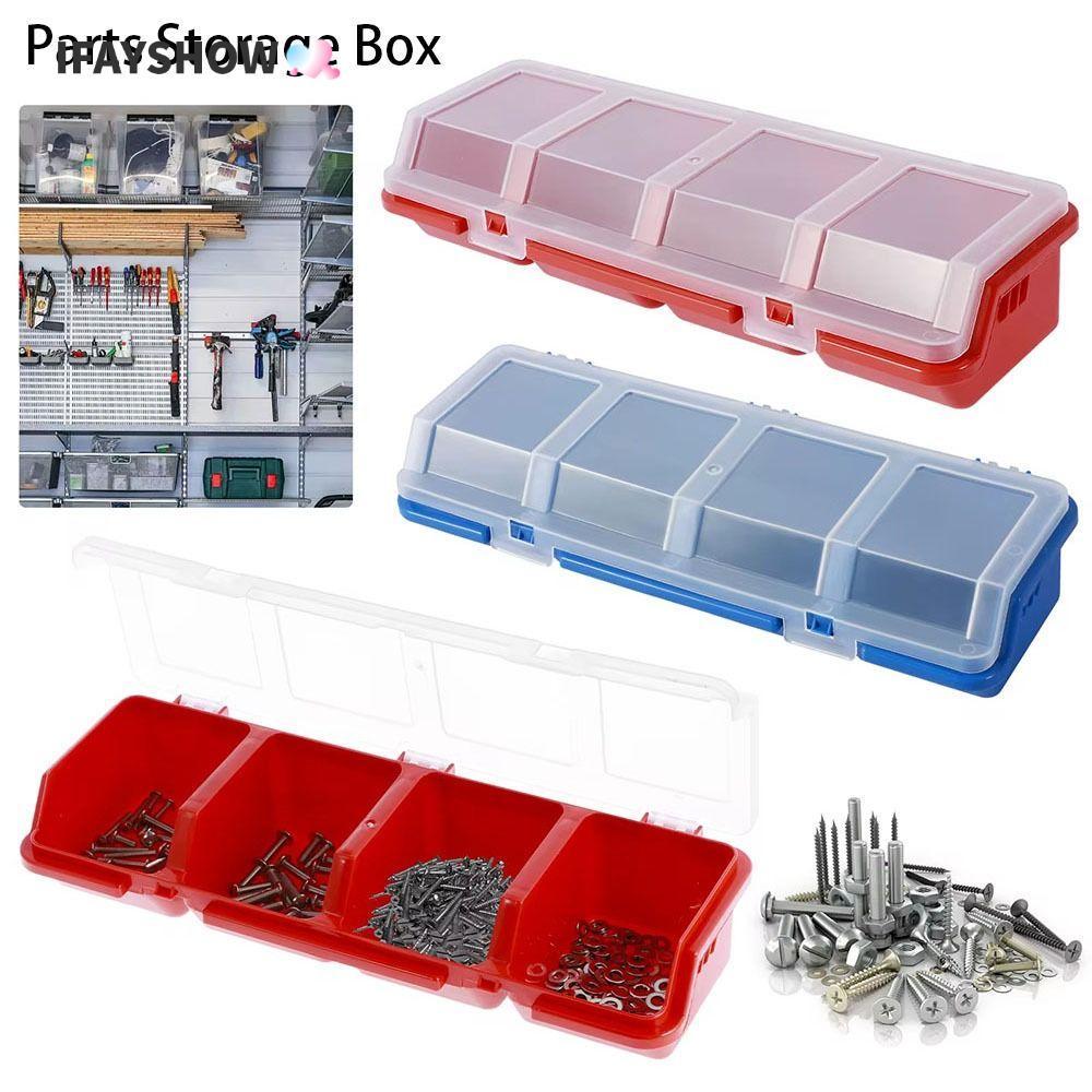 IFAYSHOW 1 ชิ้นกล่องเก็บ,พร้อมฝาปิด 4 ช่องสกรู Organizer กล่อง,พลาสติกสีฟ้าสีแดงจอแสดงผลเครื่องมือ Part ถังคอนเทนเนอร์