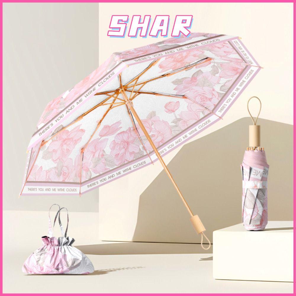 ร่มบังแดด SHAR ดีไซน์ 8 ซี่โครง ป้องกัน UV กันฝนและลม มีลวดลายดอกไม้สำหรับการใช้งานกลางแจ้ง