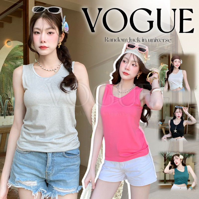 Vogue พร้อมส่ง เสื้อกล้ามผู้หญิง สีสดใส สวมใส่สบาย สไตล์ฤดูร้อนสบายๆ (MX-6)
