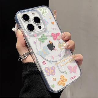 Casing HP Untuk iPhone 16 11 12 13 14 15 pro xs XR 14 plus 15 pro max 7 8 6 7+ 8+ 6+ Xs Max Casing dengan Gambar Kupu-kupu Warna-warni 02259