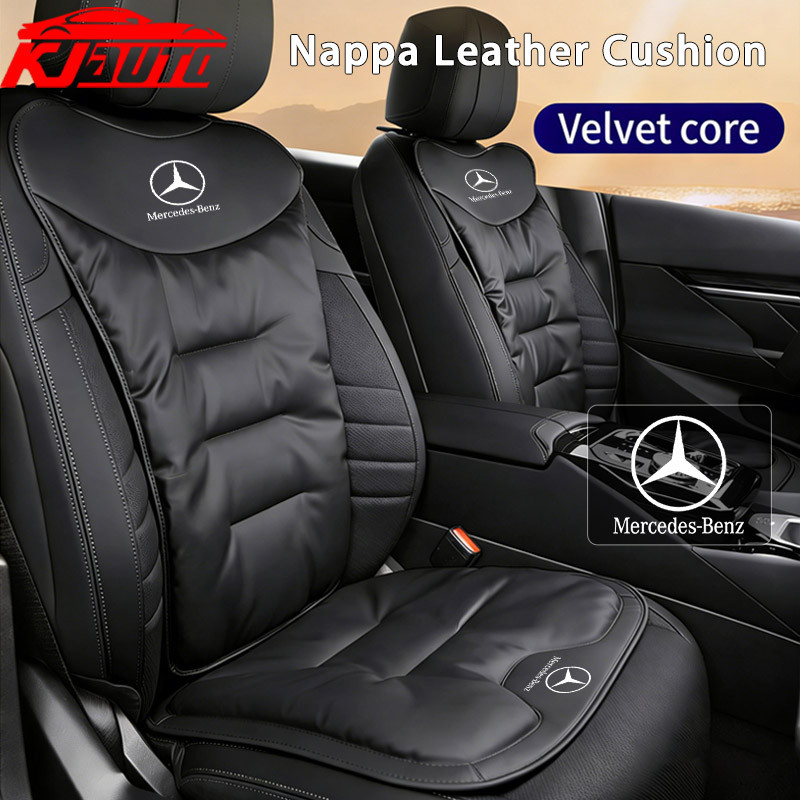 Benz Nappa หนังเบาะรองนั่งรถหนา Anti-Slip สําหรับด้านหน้าและด้านหลังสําหรับ W203 W204 W205 W206 W169 W177 W176 W212 W213 W214 W221 GLA GLB GLC GLE GLS ML อุปกรณ์ตกแต่งภายใน