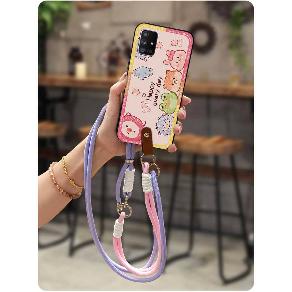 SAMSUNG สร้อยคอป้องกันเคสโทรศัพท์สําหรับSamsung Galaxy A71 5G/A Quantum Anti-KNOCKกันน้ําน่ารักสกปรก