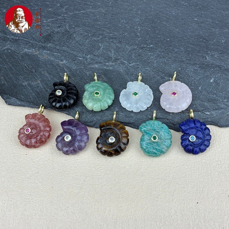 จี้คริสตัลธรรมชาติ Lapis Lazuli และ Amazonite แบบเกลียว สำหรับคอลเล็กชันสมุทร