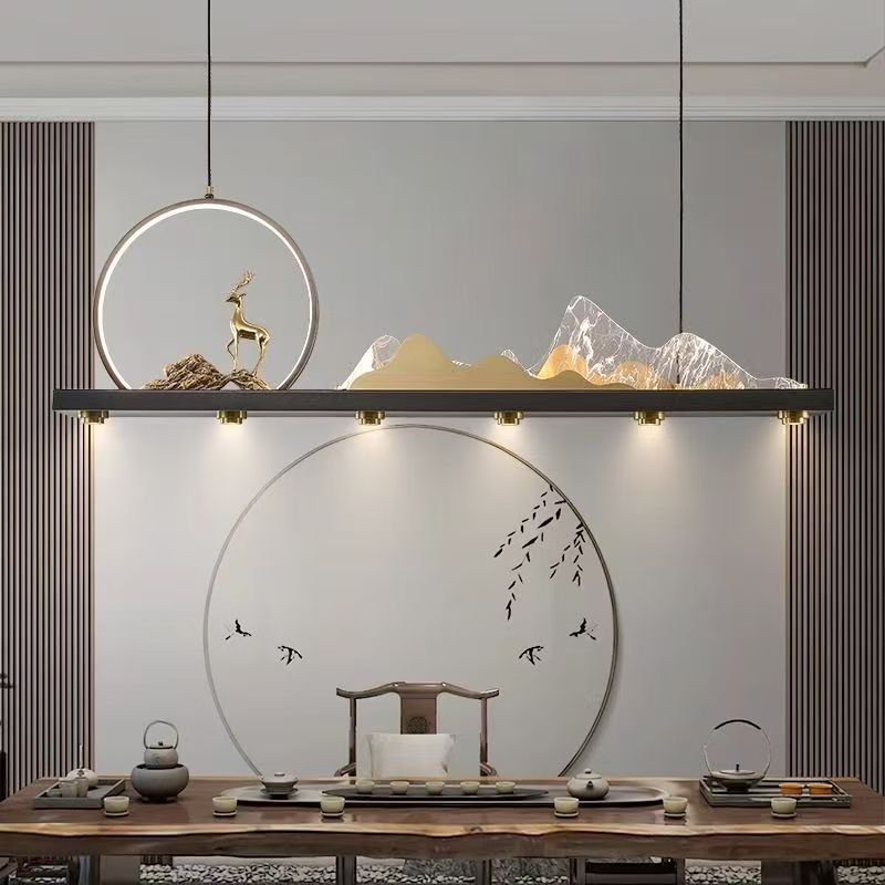 New Chinese Style Tea Room Pendant Light All Copper Dining Room Light Zen Villa Study Bar Tea Table 