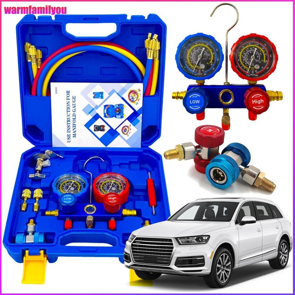 warmfamilyou 3 Way AC Manifold Gauge ชุด AC Diagnostic Manifold Gauge ชุดเครื่องปรับอากาศ Manifold G