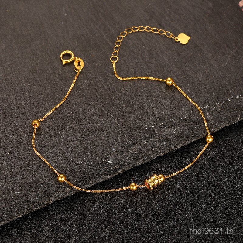 สร้อยข้อมือลูกปัด Au750 สไตล์นักเรียน สร้อยข้อมือทองคำ 18K สำหรับผู้หญิง