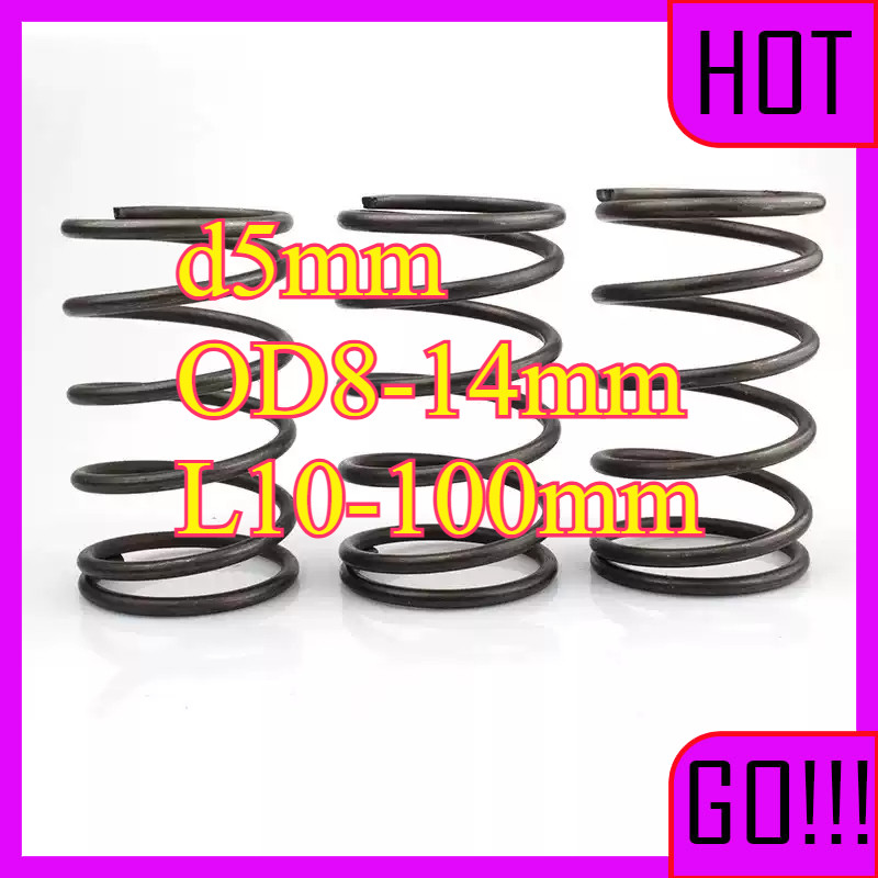 สปริงดัน สปริงกด 65Mn สปริงเหล็กสปริงอัด   d5mm*OD8-14mm*L10-100mm  LW-ZJY-1