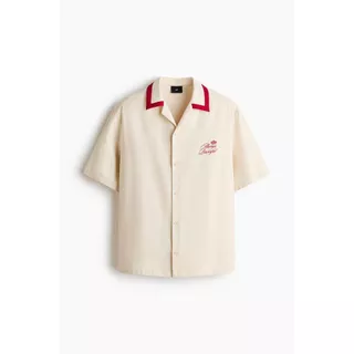 H&M(เอชแอนด์เอ็ม) เสื้อเชิ้ตลายพิมพ์ทรงหลวมสำหรับวันพักผ่อน Men Loose Fit Printed resort shirt 1307993_1
