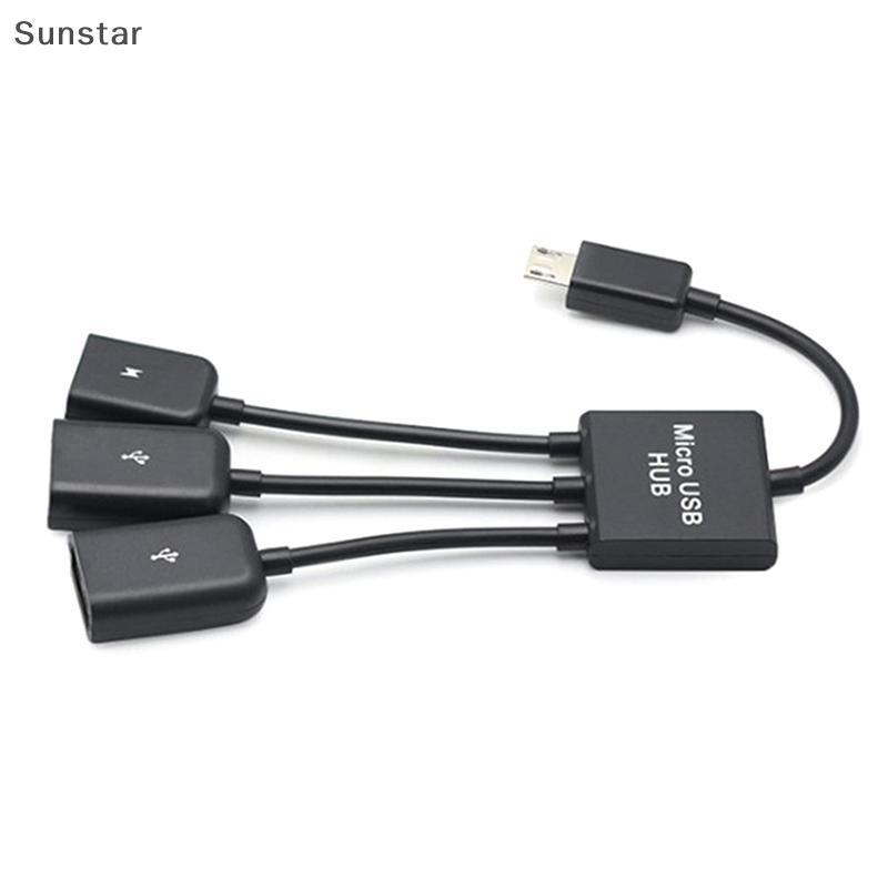 Sunstar 3 In1 Micro USB OTG อะแดปเตอร์สาย Micro USB ชาย USB หญิงอะแดปเตอร์ USB Hub สําหรับสมาร์ทโฟนคอมพิวเตอร์แท็บเล็ต 3 พอร์ต