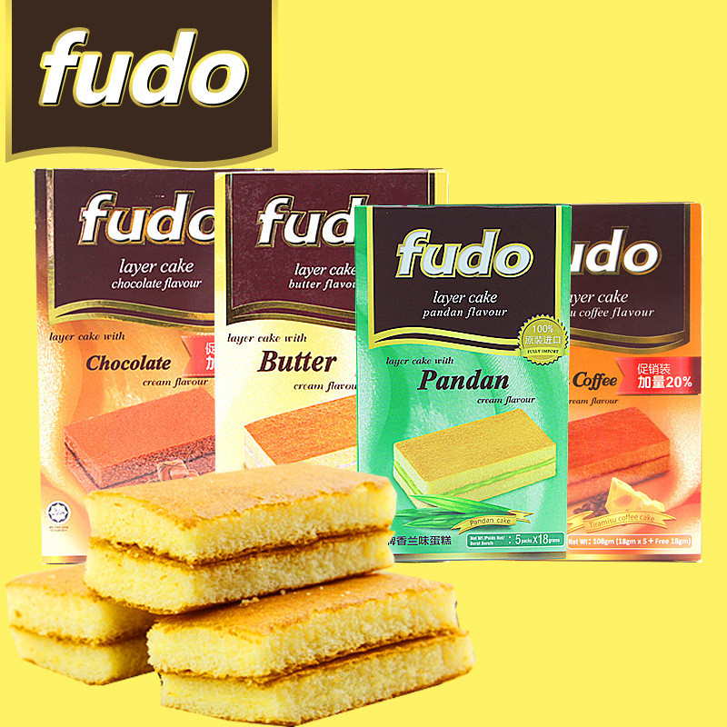 พร้อมสต็อก Fast Shipping มาเลเซีย fudo fudo Cake 108g อาหารเช้าอาหารทดแทนอาหารเต็มท้อง Western Pastr